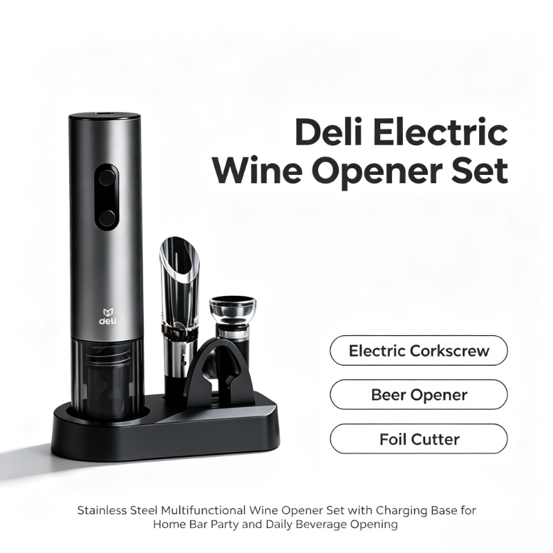 Wine Beer Deli - Deli Electric Wine Opener Set Stainless