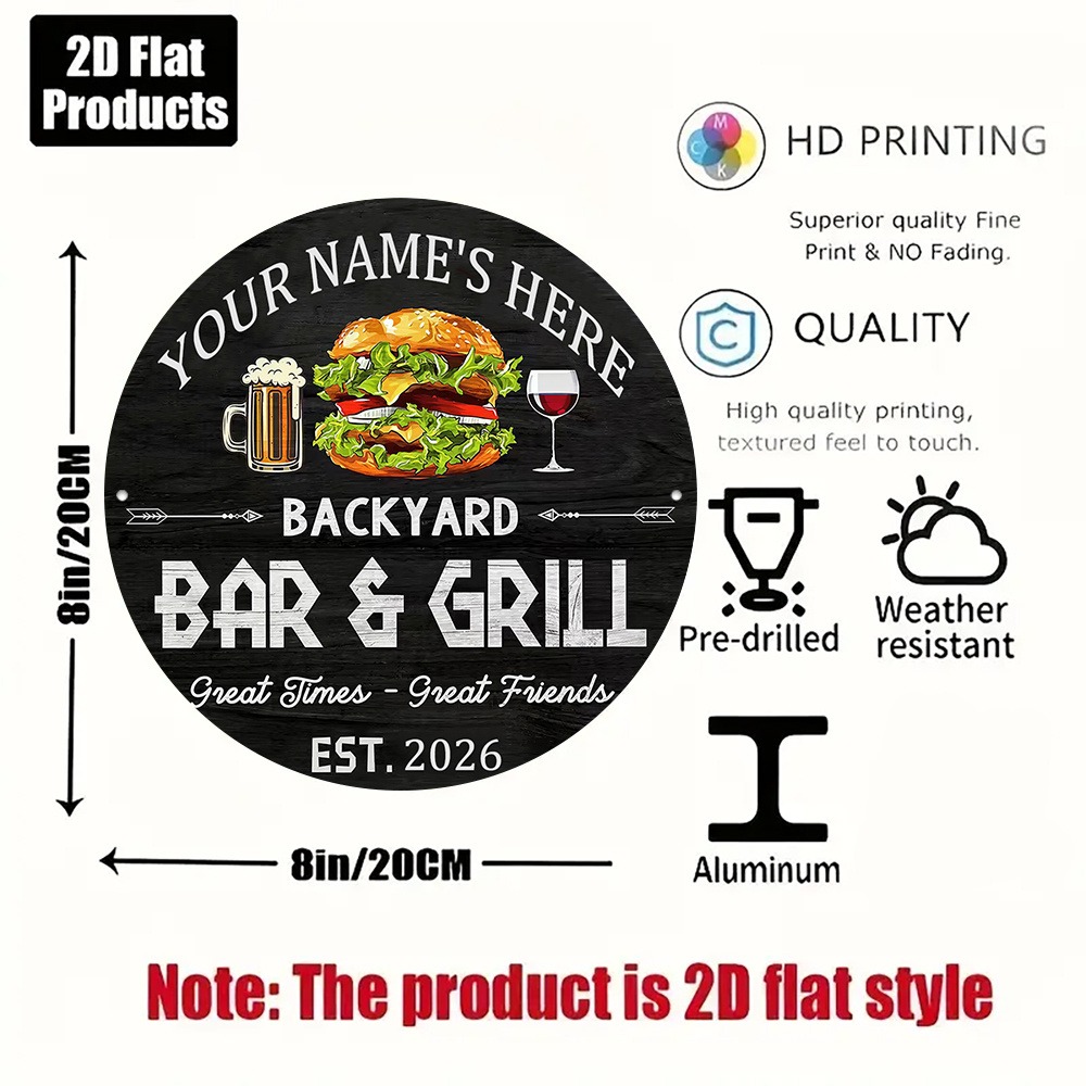 [2D Flat] 1pc Custom Name Roun - Wine With Beer Name recension och pris